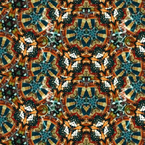 Caleidoscope in brown, orange and blue-green