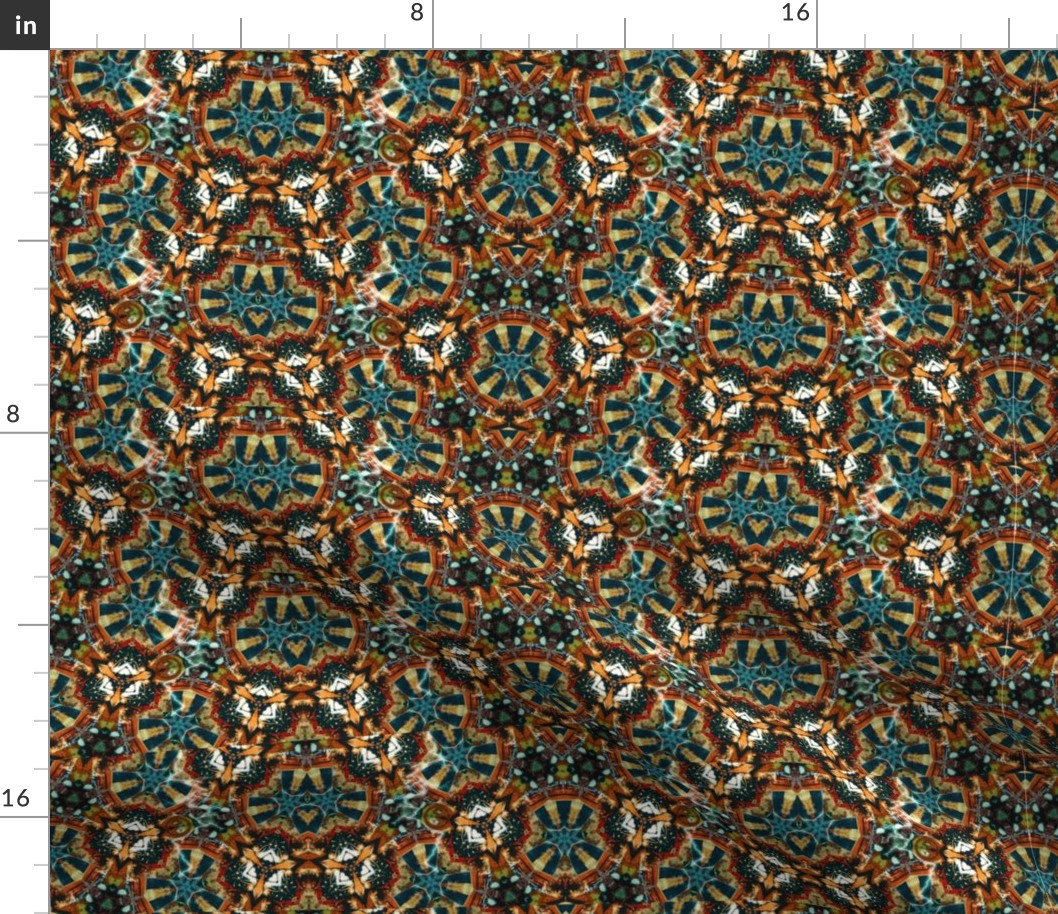 Caleidoscope in brown, orange and blue-green