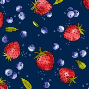 Strawberry, Blueberry, Mint / Midnight Blue