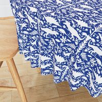 Dinosaur Otomi White on Royal Blue