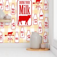 Drink Your Milk Modern Farmhouse on Gingham Check