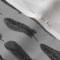 Watercolor Feathers (Charcoal on Grey)