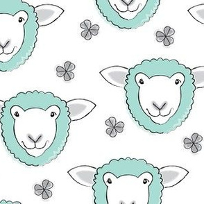 teal sheep and clover