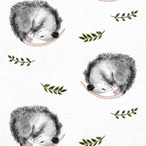 Sleepy Opossums Watercolor on Linen (medium)