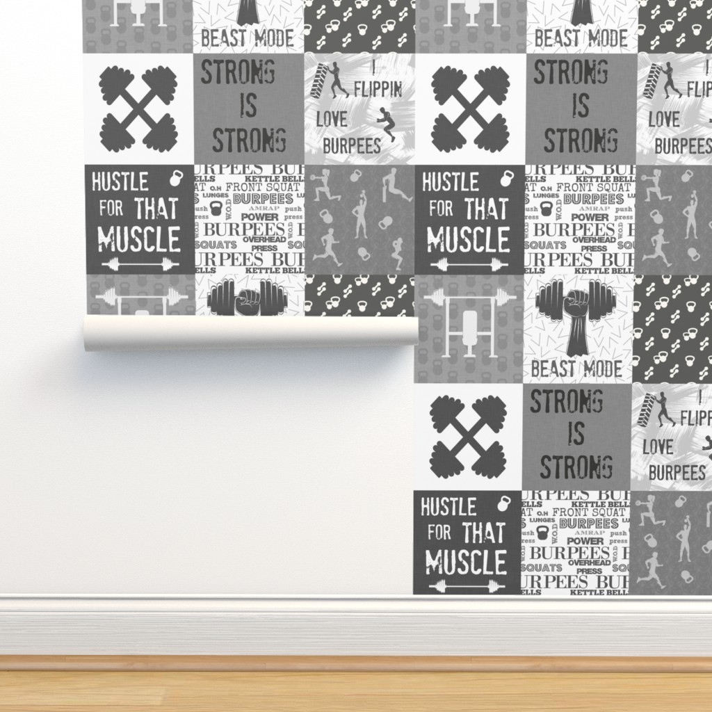 Crossfit quilt 6in squares, fitness and Wallpaper | Spoonflower