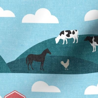 farm themed fabric rolling hills 