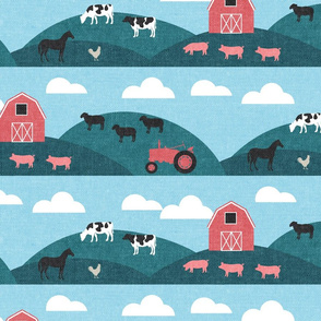 farm themed fabric rolling hills 