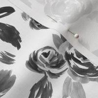 Frida Black and White Painted Floral Modern Pattern