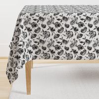 Frida Black and White Painted Floral Modern Pattern