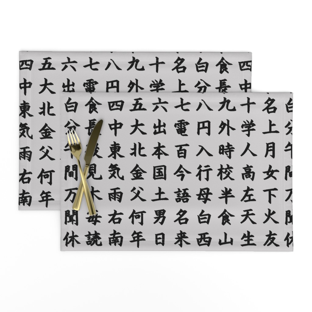 Kanji / Hànzì Characters on Light Grey // Large