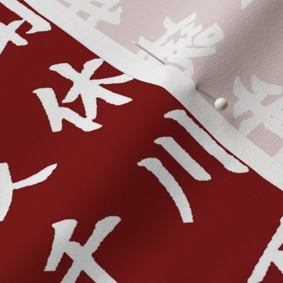 Kanji / Hànzì Characters on Maroon // Large