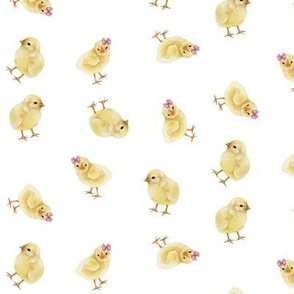 Ditsy Baby Chicks in Pink Bows // small