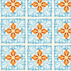 Moroccan floral tiles seamless pattern