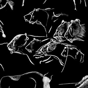 Chauvet Cave Art on Black // Large