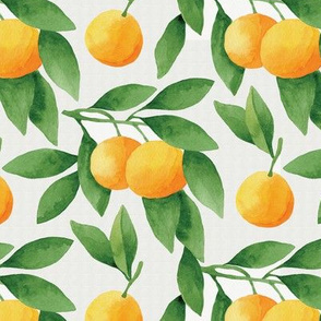Watercolor Tangerines Seamless Pattern
