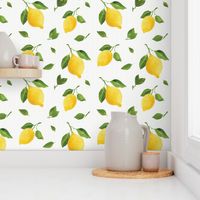 Watercolor Lemons Seamless Pattern