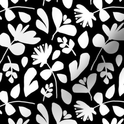 Pressed Floral Silhouette Sm | White on Black