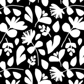 Pressed Floral Silhouette Sm | White on Black