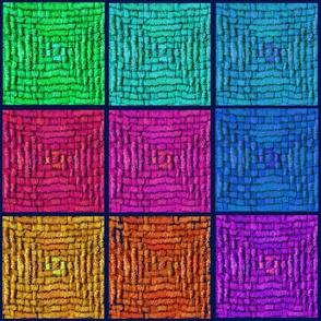 Textured Quilt Squares - Red Pink Orange Green Blue - Design 7411509