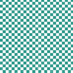 Gingham - Distressed Teal & White