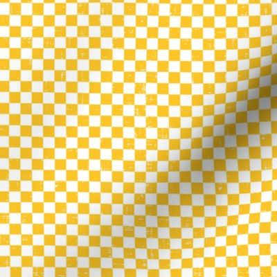 Gingham - Distressed Yellow & White