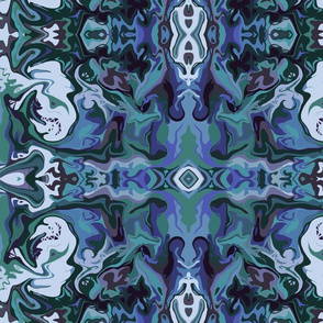 BN3 -  LG - Abstract Marbled Mystery Tapestry in Blue - Green - Purple - Teal