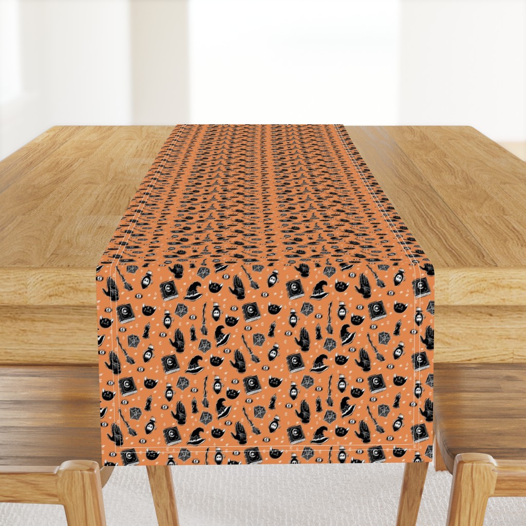 Witchy fabric on orange