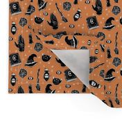 Witchy fabric on orange