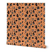 Witchy fabric on orange