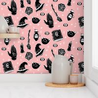 Witchy Pattern on Pastel Pink