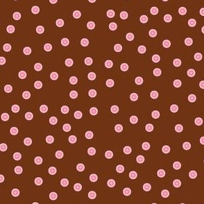 Twinkling Rosy Pink Dots on  Chocolate Fudge - Large Scale