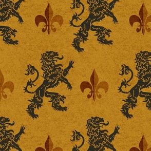 Medieval Black Lions Fleur de Lis