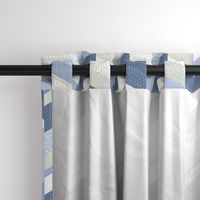 Chevron with Textures / Denim Blue and Gray