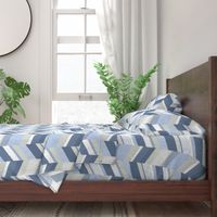 Chevron with Textures / Denim Blue and Gray