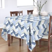 Chevron with Textures / Denim Blue and Gray