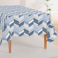 Chevron with Textures / Denim Blue and Gray