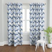 Chevron with Textures / Denim Blue and Gray