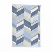 Chevron with Textures / Denim Blue and Gray