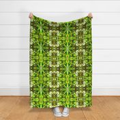 BN5  -  LG - Abstract Marbled Mystery Tapestry in Forest Green - Lime - Olive - Brown - Yellow