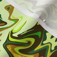 BN5  -  LG - Abstract Marbled Mystery Tapestry in Forest Green - Lime - Olive - Brown - Yellow