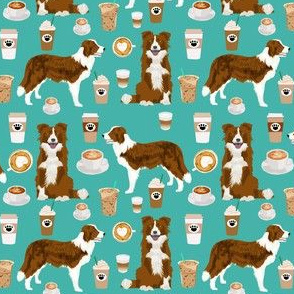 Border Collie  (smaller) coffee cafe dog fabric pet dog breeds collies turquoise