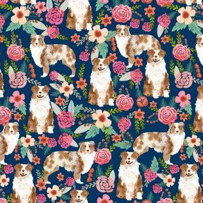aussie (smaller) dog floral fabric best red merle dogs fabric australian shepherd dogs fabric aussie dog fabric