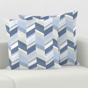 Small Chevron with Textures / Denim Blue and Gray