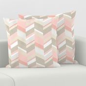 Small Chevron with Textures / Tan and Rose