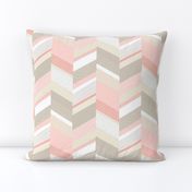 Small Chevron with Textures / Tan and Rose