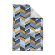 small Chevron with Textures / Gold Effect and Denim Blue