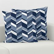 Small Chevron with Textures / Denim Blue and White