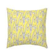 Iris Blooms- Grey on Citrus, Large 