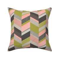 Small Chevron with Textures / Rose and Green