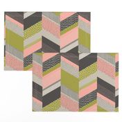 Chevron with Textures / Rose and Green
